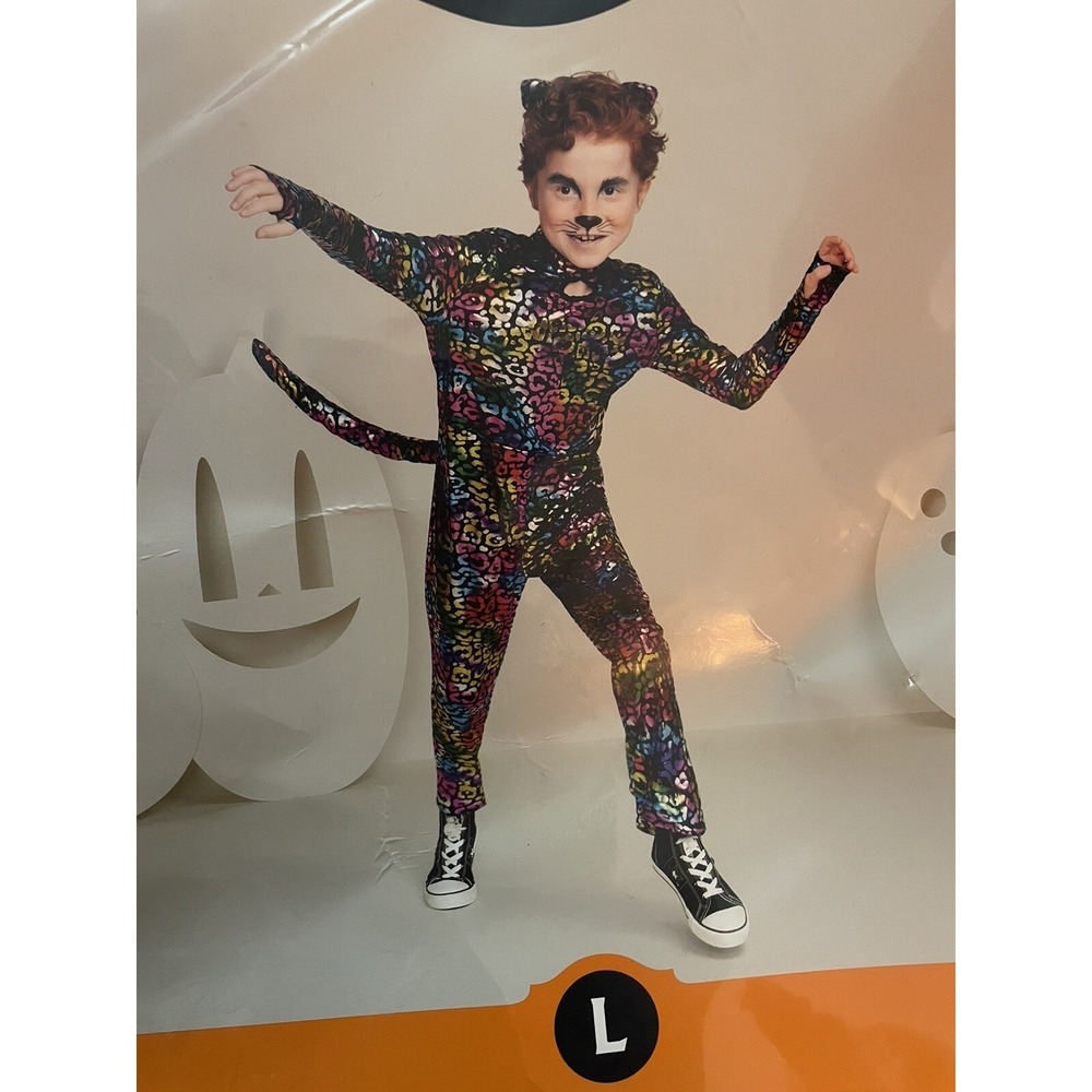 Wildcat leopard Metallic Rainbow Cat Costume Size‎ 10/12 NWT